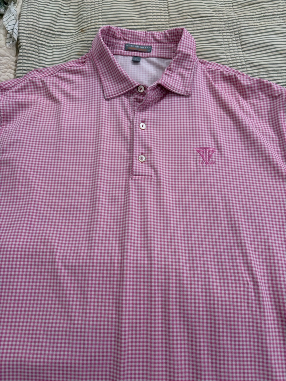 Peter Millar Pink Gingham golf Polo Shirt